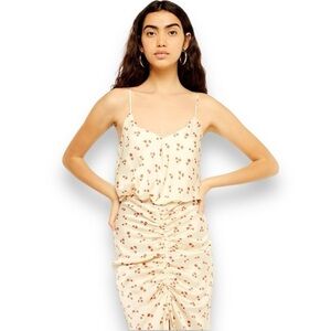 TOPSHOP Ditsy Floral Ruched Midi Satin Slip Dress Size 10 Brand New with Tags!